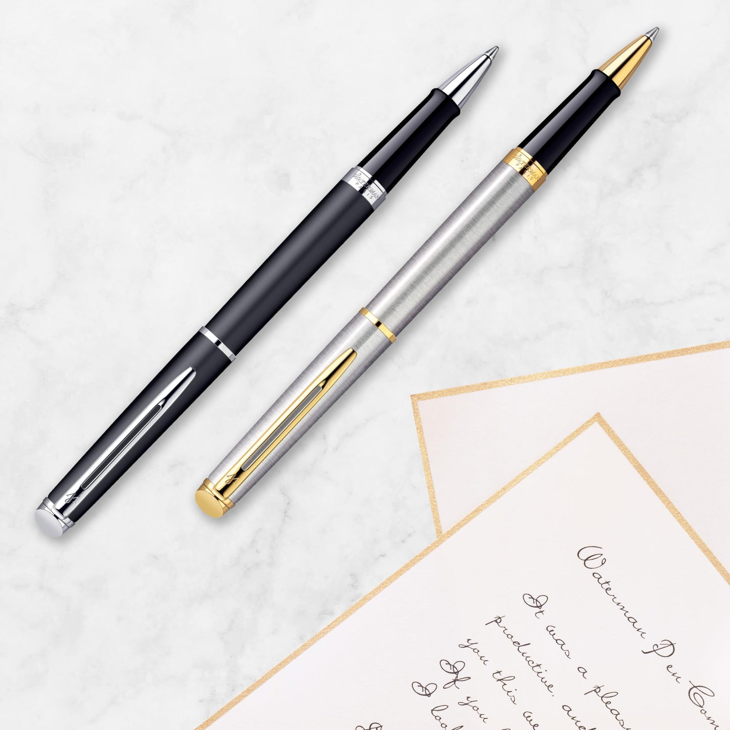 Waterman Hémisphère Rollerball Pen | Gloss Black with 23k Gold Trim | Fine Point | Black Ink | Gift Box