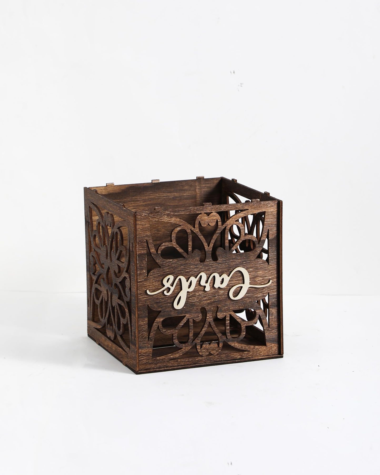 Xhqsulsclac Wedding Card Box with Lid, Wood Gift Card Box for Wedding Reception, Rustic Envelope Money Box for Wedding Party Birthday Bridal Shower Baby Shower Graduation Decorations (8.8x8.8x9.1 in)