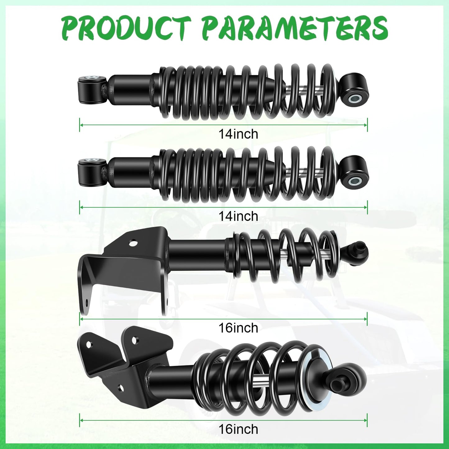 ILVGOLF 4PCS Golf Cart Front Rear Shocks Absorber Set for Yamaha Drive G29 Golf Carts Passenger Side and Driver Side OEM JW2-F3390-00-00, JW2-F3350-00, JW1-F2210-00-00
