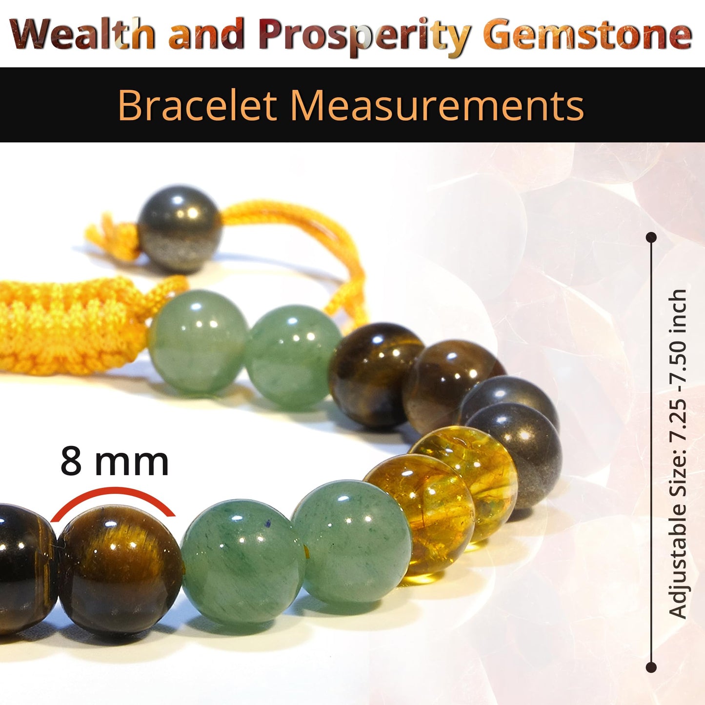 ANAYA AGATE Healing Crystal Bracelet – Chic Gemstone Bracelet for Men and Women – 8mm Round Bead Bracelets for Spiritual Healing, Protection, Positive Energy - Wealth Prosperity