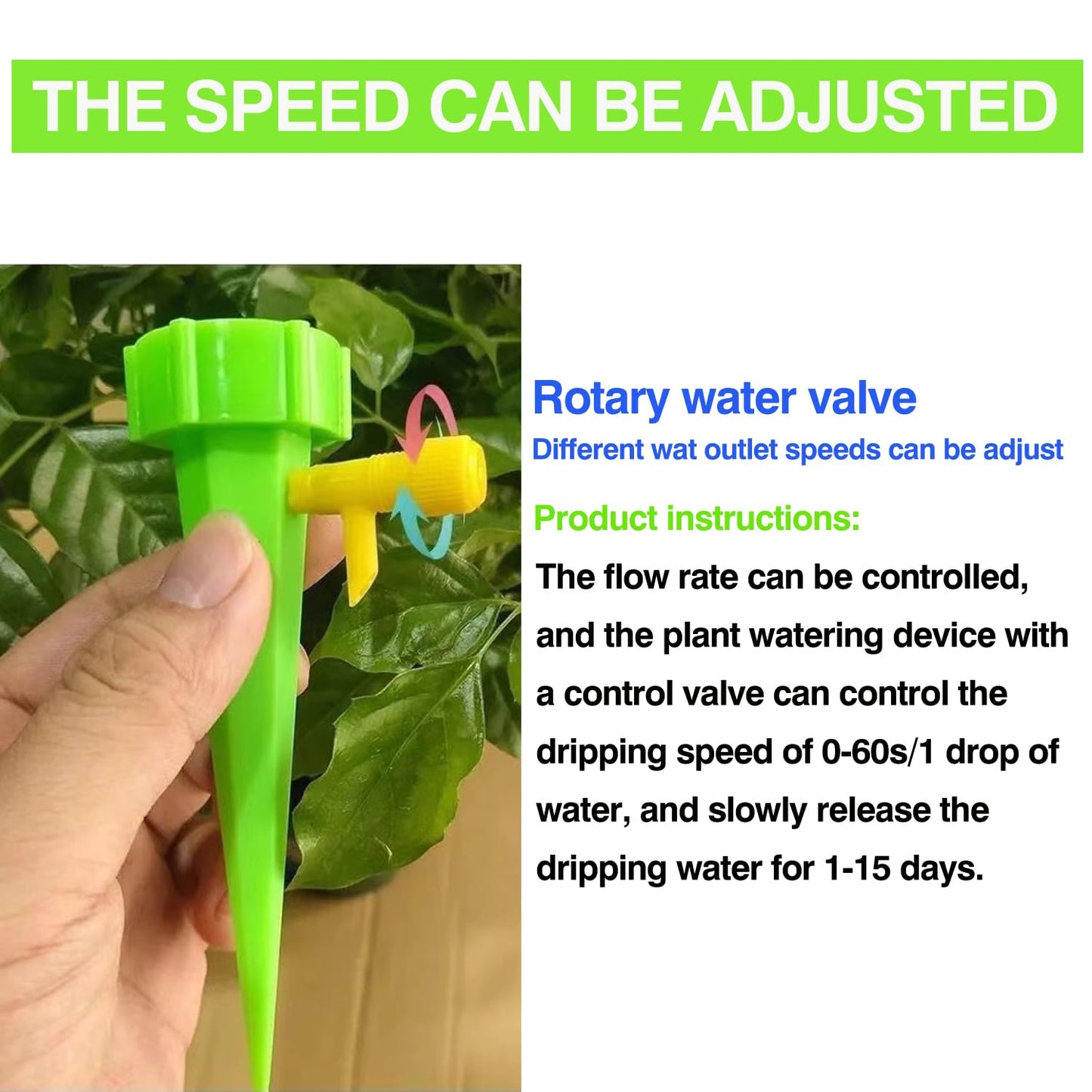 20 Pack Self Watering Spikes for Plant,Indoor & Outdoor Automatic Plants Waterer,Plug-in Device with Adjustable Valve Switch, Self Watering Planter Insert (10 Blue+10 Green)