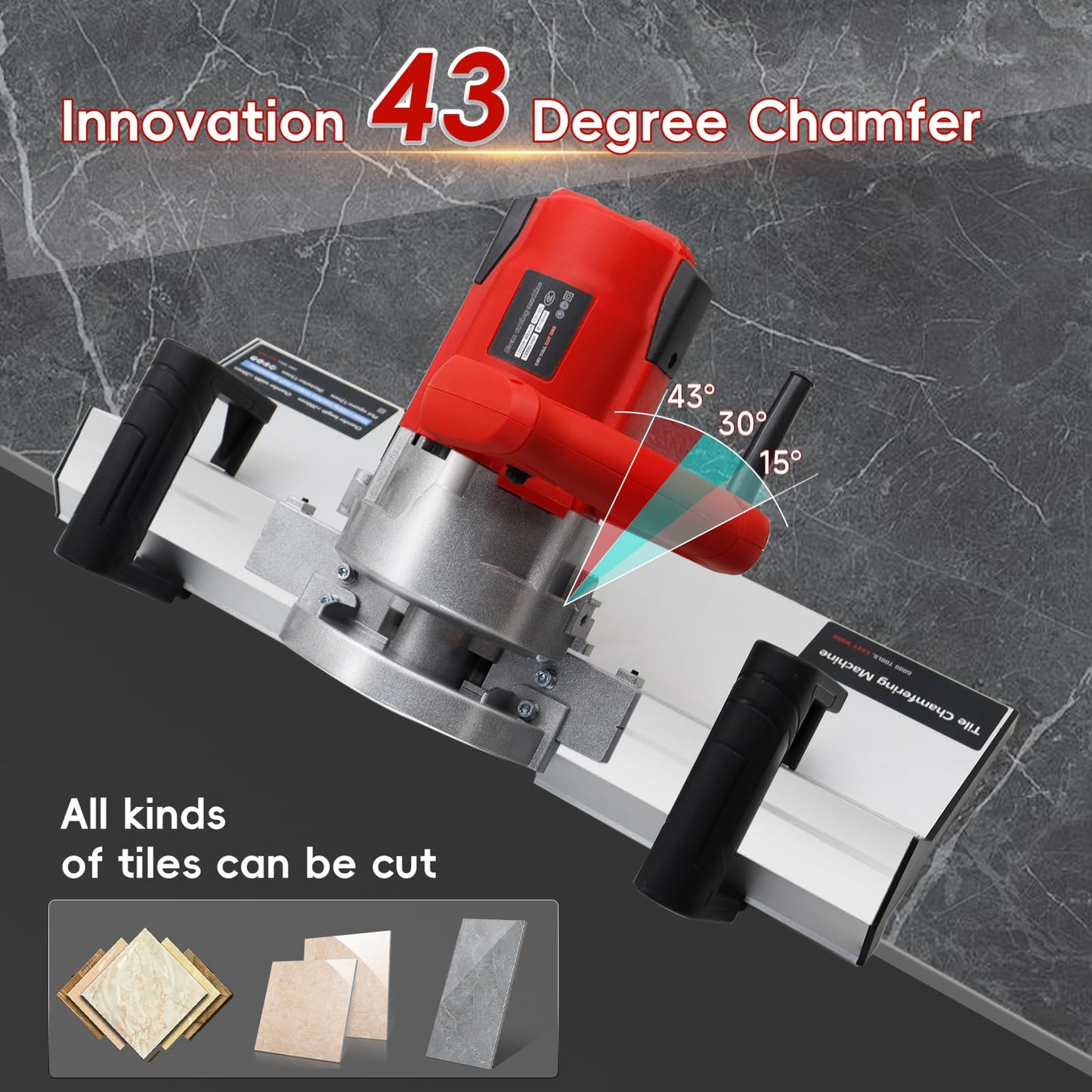 HTAXSCC Electric 45 Degree Tile Chamfering Tool Professional Tile Bevel Cutter with Aluminum Base Plate Cutting Machine for Ceramic Stone