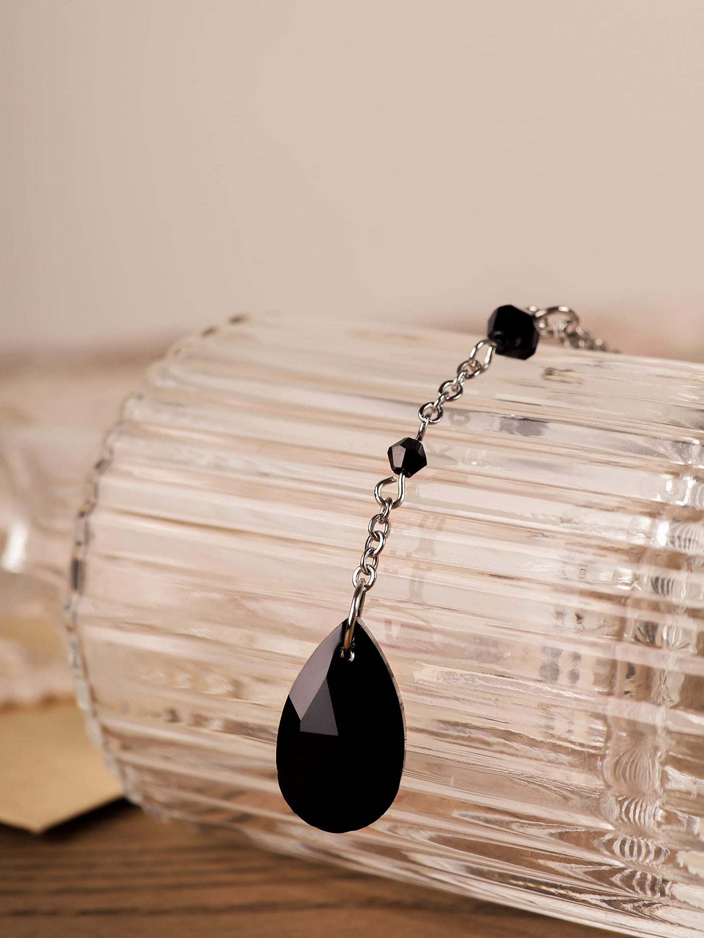 Sacina Gothic Dainty Black Beaded Teardrop Y Necklace, Gothic Necklace, Goth Jewelry, Christmas Jewelry Gift for Women