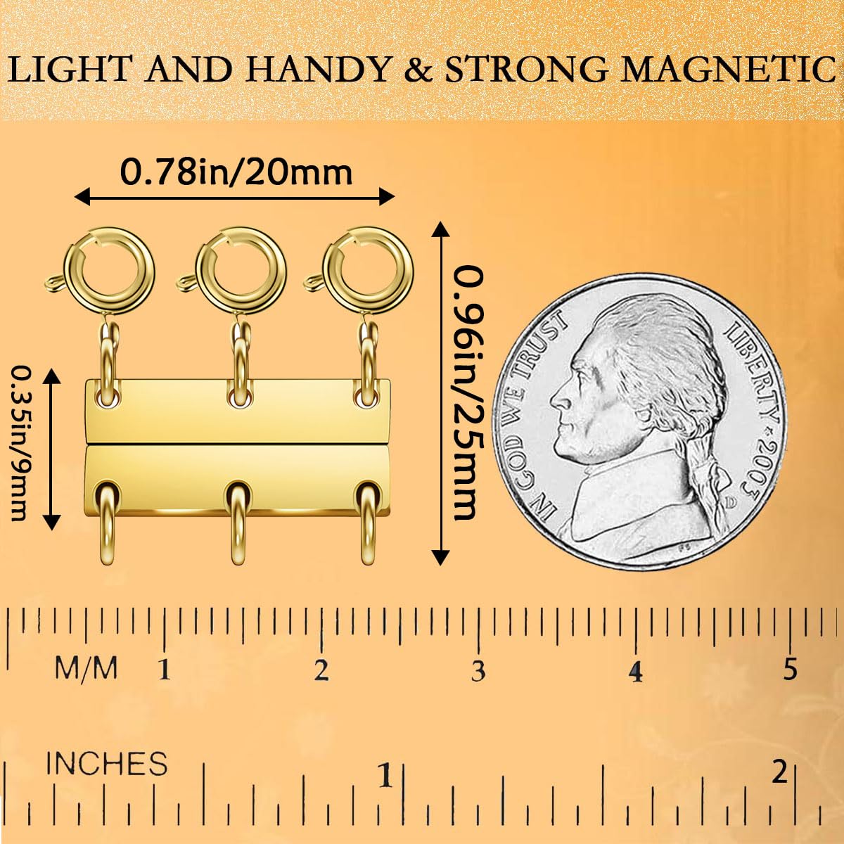 Layering Magnetic Necklace Clasps, Multiple Necklace Clasp,Necklace Clasps for Layered Look，Stainless Steel Chain Link Clasps for Necklaces and Bracelets, Silver, Gold (2golden 3golden B)