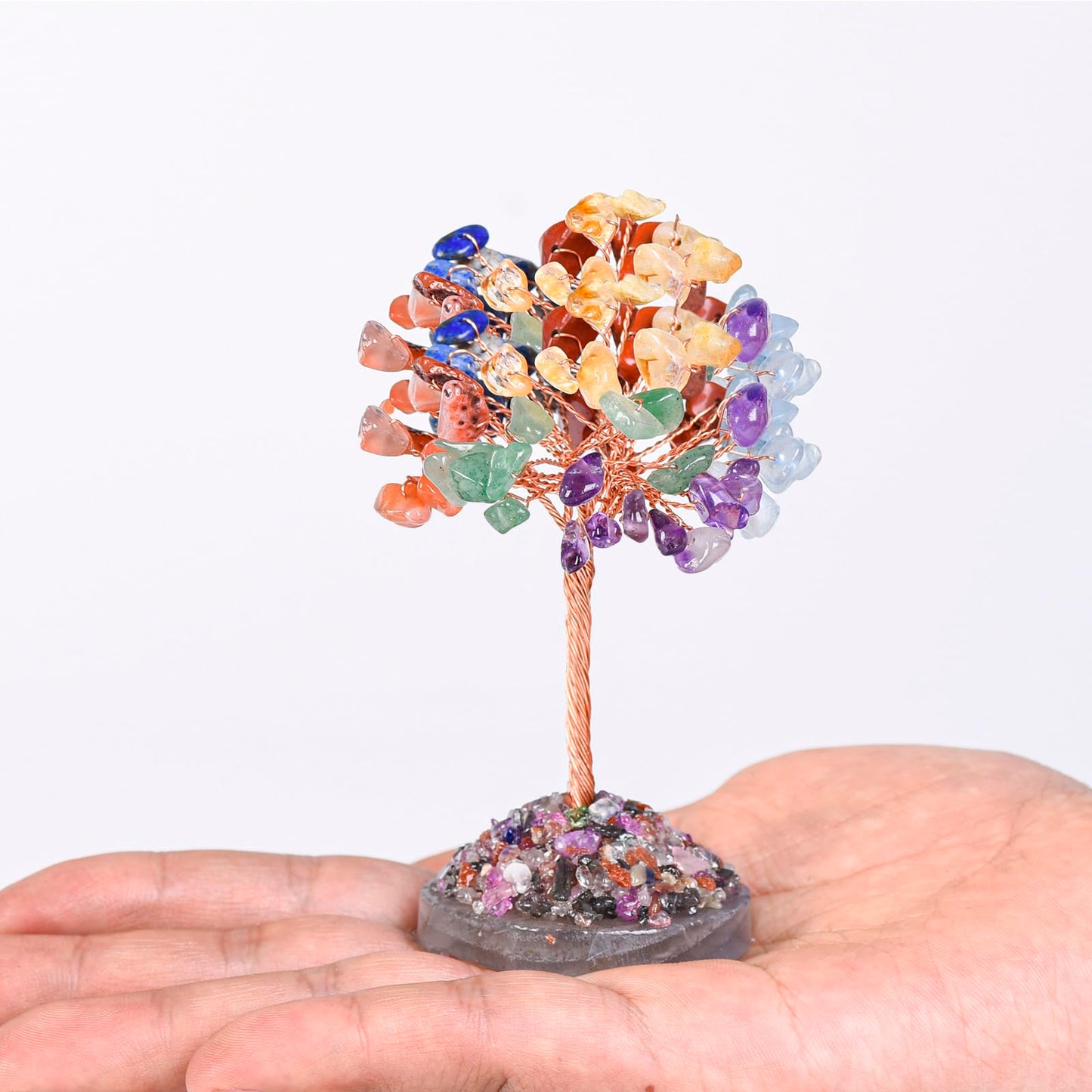 Ytbeoxk Seven Chakra Tree of Life,Money Dcorations,Crystals and Healing Stones,Reiki Positive Energy Gemstones 7 Chakra Tree,Purple Room Office Desk Feng Shui Decor Meditation Gifts for Women Men