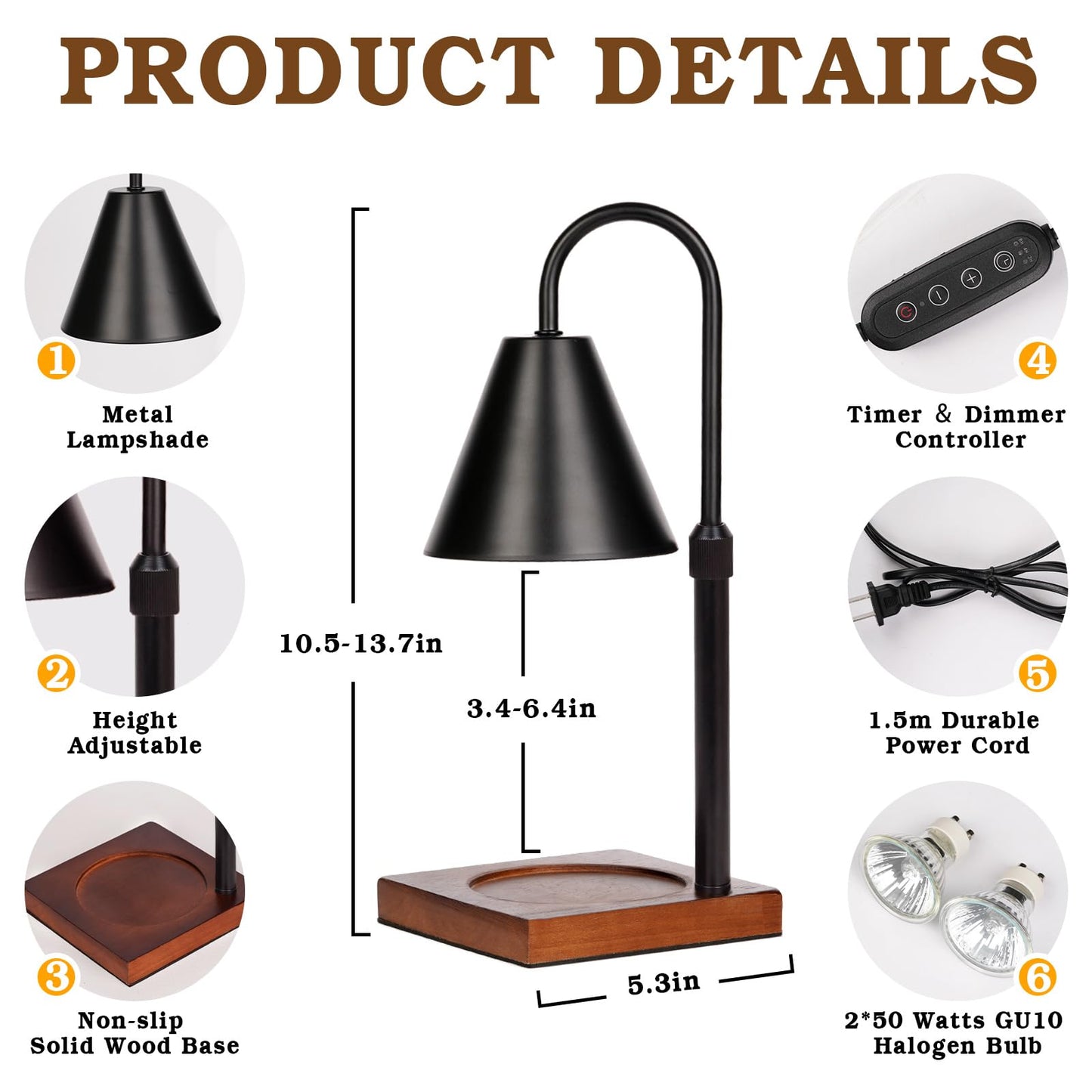 Modern Candle Warmer Lamp 2 Pack, Dimmable Candle Lamp Warmer with Timer, Mothers Day Birthday Gifts for Women Who Have Everything, Height Adjustable Candle Lamp, Cozy Living Room Bedroom Decor