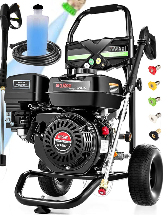 4200PSI Pressure Washer 4.0GPM Gas Power Washer 212CC Gas Powered Washing Machine Commercial High Pressure Washer with 25ft Hose&5 Nozzles for Patio Garden Yard Vehicle,EPA/CARB/ETL (Black)
