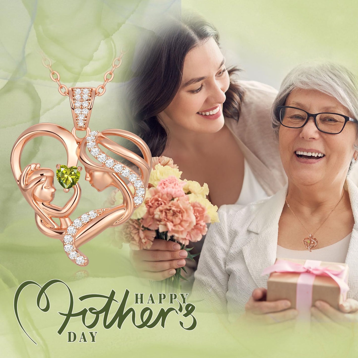 Zifeel Mothers Day Gifts for Mom Wife Her Grandma, S925 Sterling Silver Birthstone Necklaces Jewelry for Women, Mother's Day Love Heart Pendant Necklace for Anniversary Birthday Christmas Day