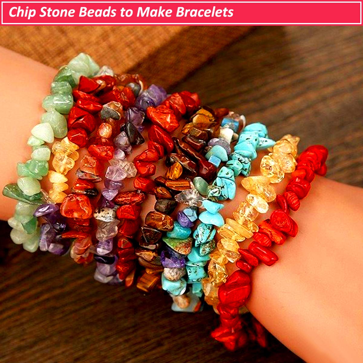 420PCS Chip Stone Beads Clear Crystal Quartz, Irregular Gemstones Healing Crystal Loose Beads Crushed Chunked Crystal Pieces Hole Drilled for DIY Art Crafts Jewelry Making (Clear Crystal Quartz)