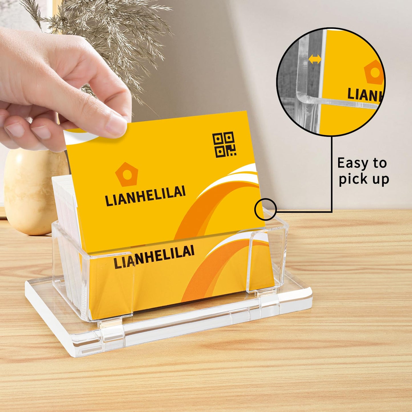 LIANHELILAI 2Pack Acrylic Business Card Holder Enlarged Holds 120 Cards for Office/Exhibition/Restaurant Desk/Counter Display Name Card Organizer Stand