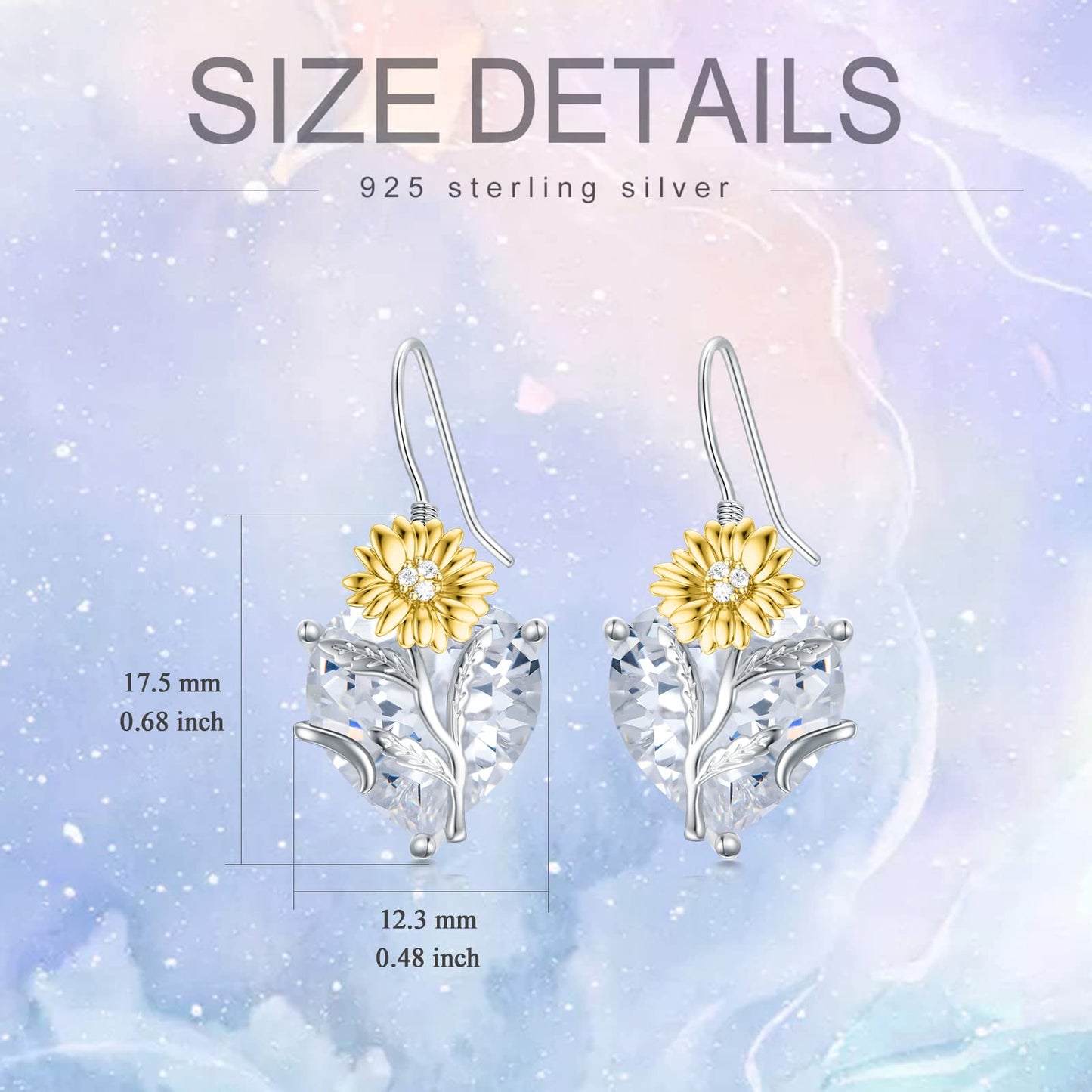 TOUPOP Diamond April Birthstone Earrings 925 Sterling Silver April Birth Flower Daisy Earrings Jewelry Birthday Mothers Day Gifts for Women Mom Her