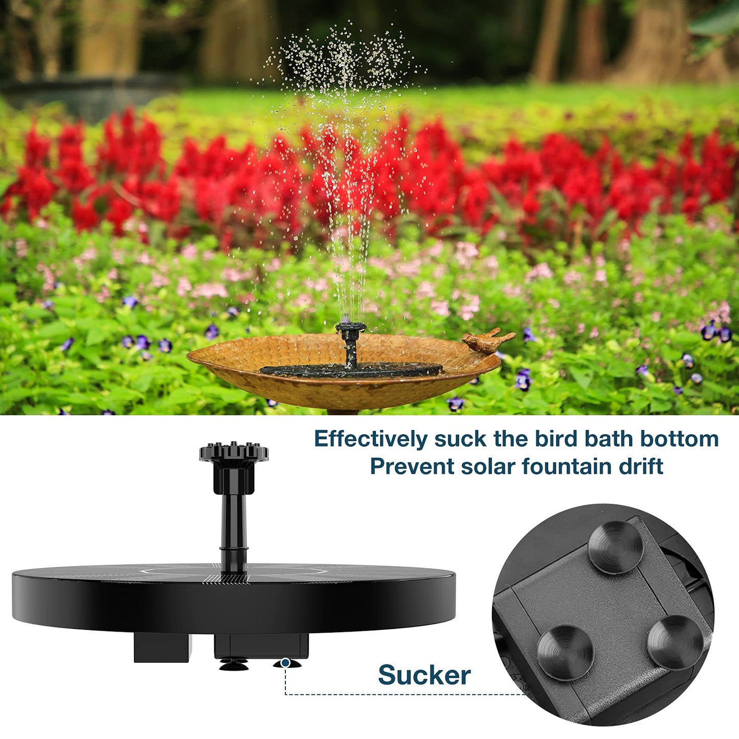 AISITIN 2 x 1.5 W DIY Solar Powered Garden Fountain with 6 Nozzles Effects for Ponds, Bird Bath, Aquarium, Garden Fountain