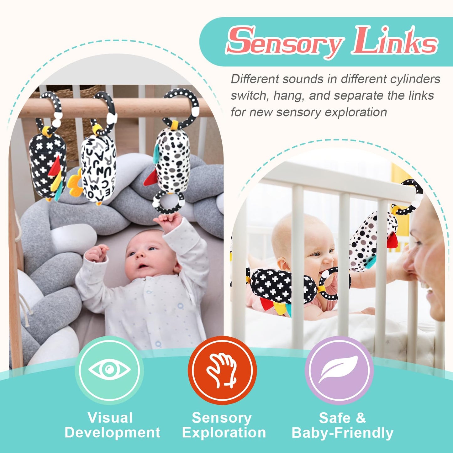 vocheer High Contrast Baby Toys for Newborn, 6 in 1 Black and White Sensory Baby Gift Set for 0-3 Months, 21pcs Montessori Early Educational Learning Kit