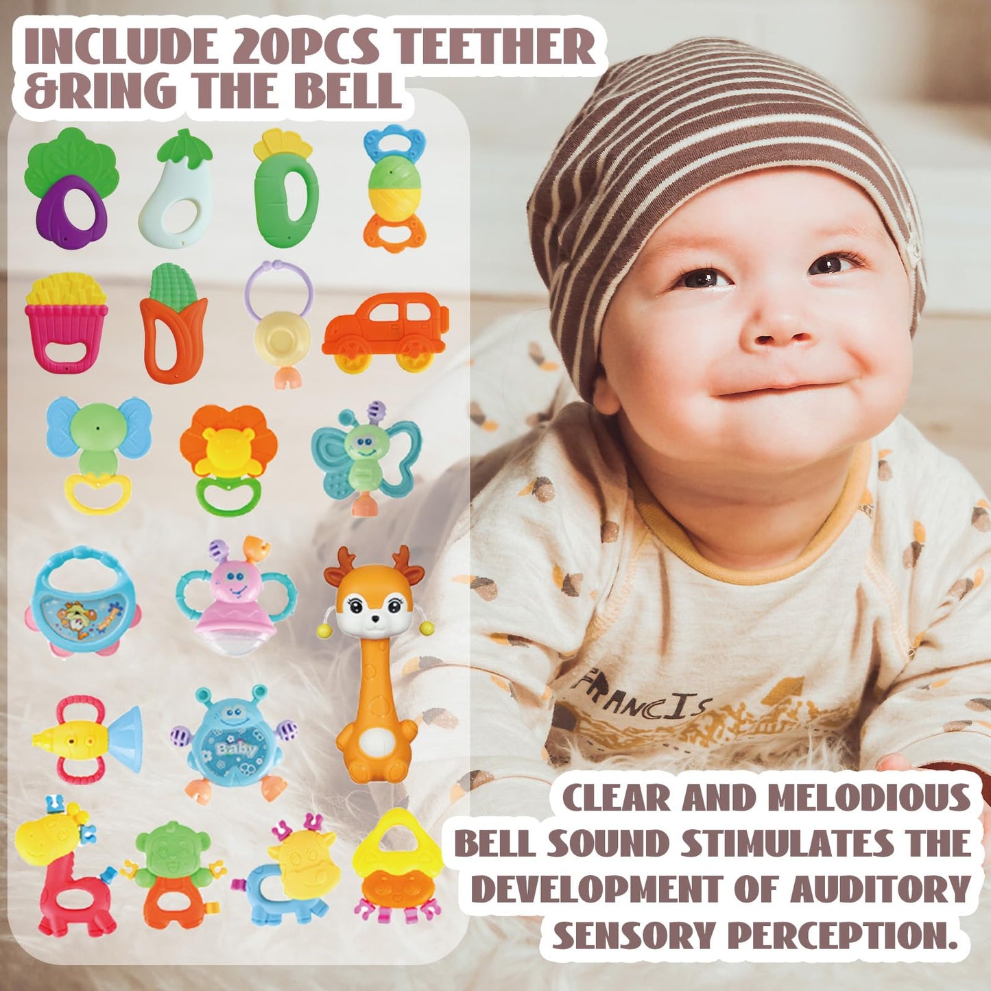 Cocurb 30 Pcs High Contrast Baby Toy Gift Set for Infants Rattles Teething Toys and Wrist Socks Suitable for 6 Months Perfect Baby Gift for Boys and Girls