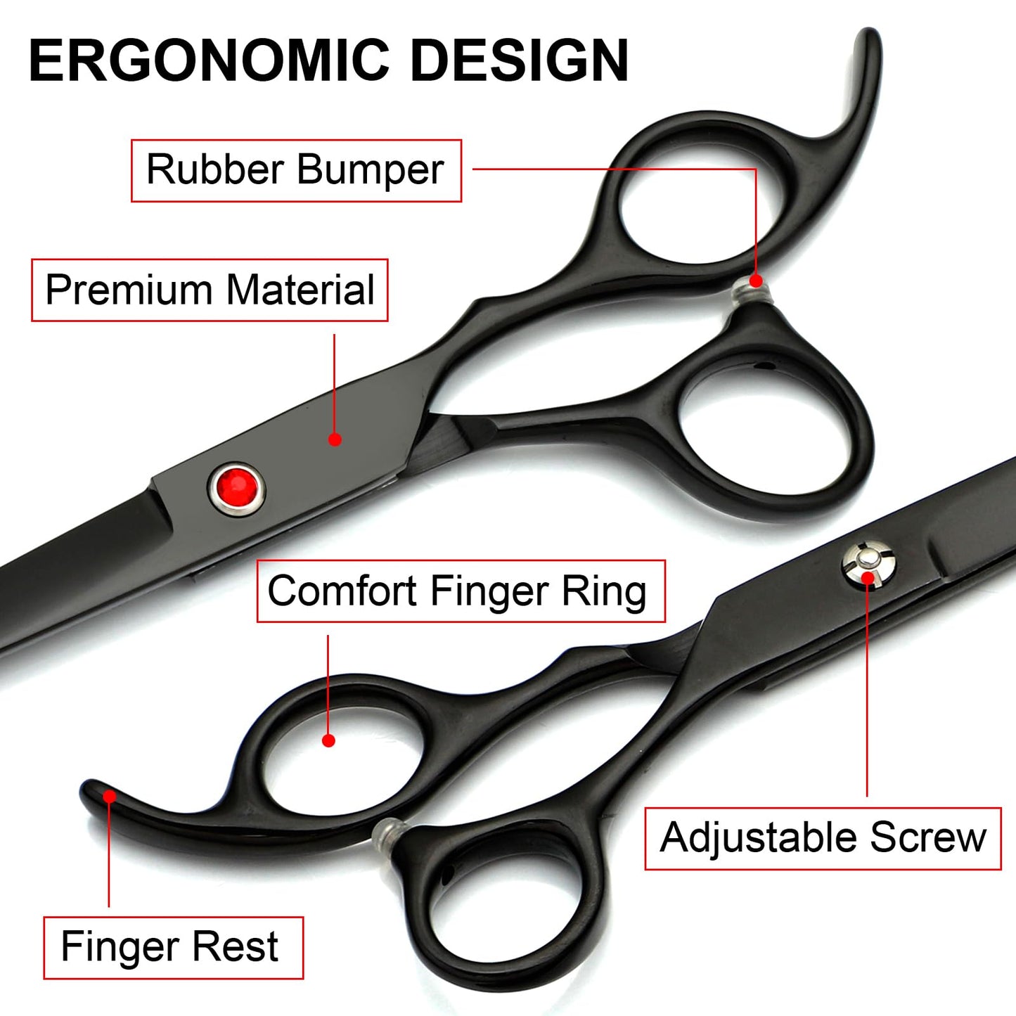 Professional Dog Grooming Scissors Kit Black 6 in 1, Dog Shears for Grooming 6CR Premium Stainless Steel Grooming Scissors Kit for Dogs Cat Pet