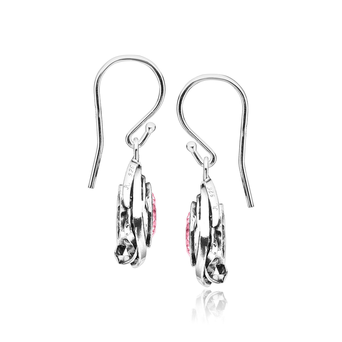 JEAN RACHEL JEWELRY 925 Sterling Silver Dangle Earrings for Women-Wire Wrap with Bezel Set Cubic Zirconia Vintage Design-Hypoallergenic,Lead&Nickel Free-Artisan Handcrafted Statement Earrings,Pink