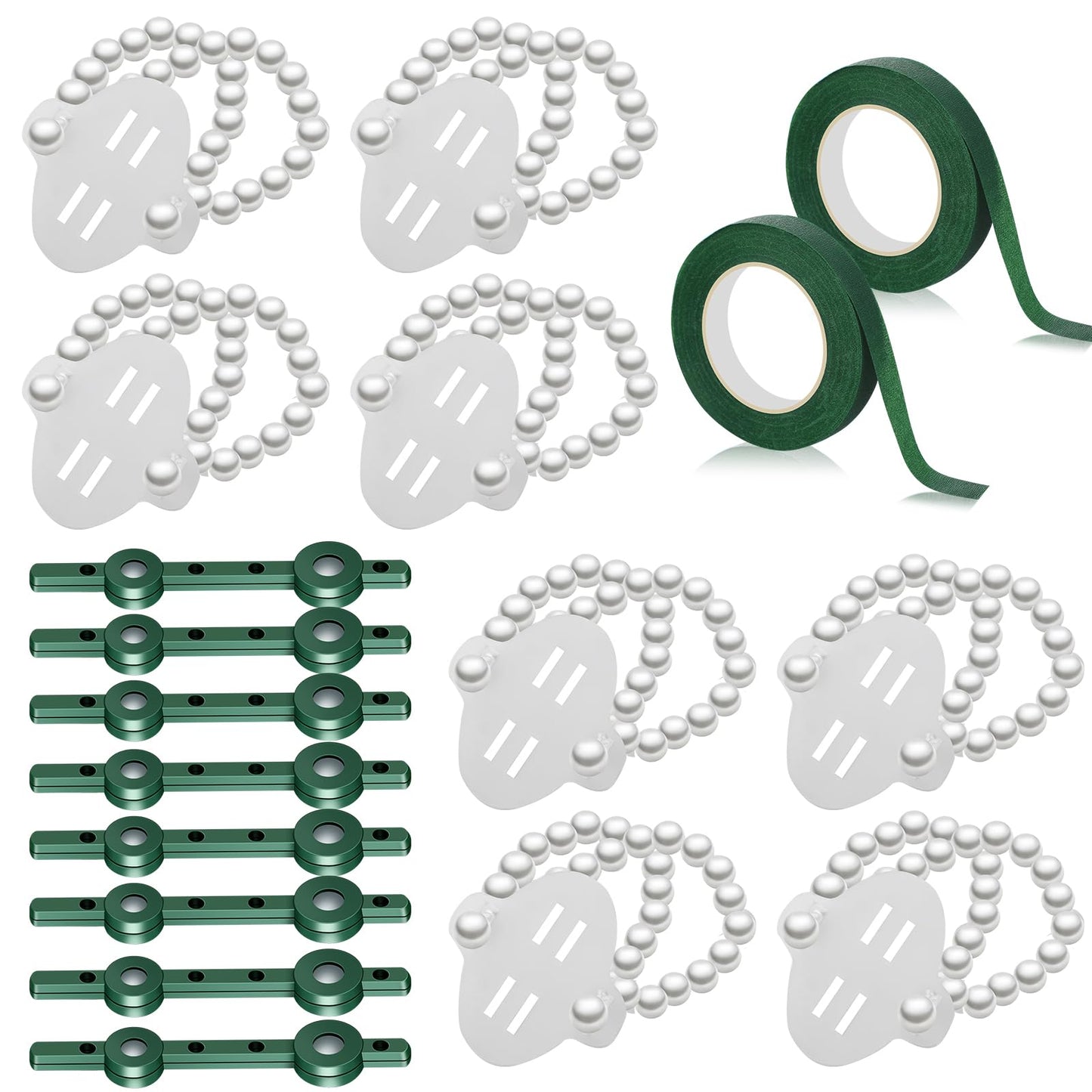Hicarer 18 Pcs Floral Boutonniere Magnets Corsage Brooches Sets Include Corsage Wristlet Bands Flower Magnets Green Floral Wrapping Tapes for DIY Flower Pins Buttonhole Making Accessories