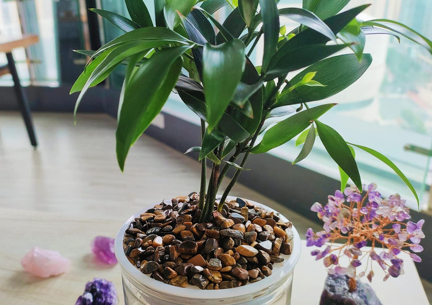 ZHIYUXI Tigers Eye Crystal Vase Filler Crystal Chips Stone for Decoration Succulent Plants Vase Fish Tank Gravel Crushed Crystals Chips Gemstone Polished Healing Crystals Quartz Home Decor Gem Stones