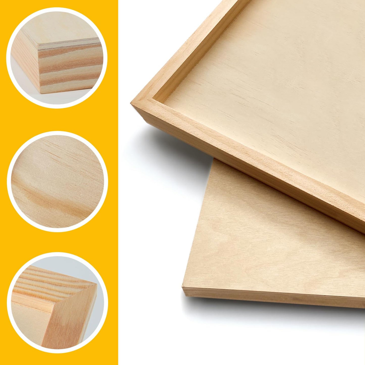 Falling in Art 2 Pack Unfinished Wooden Canvas Panels, 16x20 Gallery Birch Wood Panels Kit, 1 1/2" Deep Art Cradle Boards for Acrylic Painting, Pouring and Burning