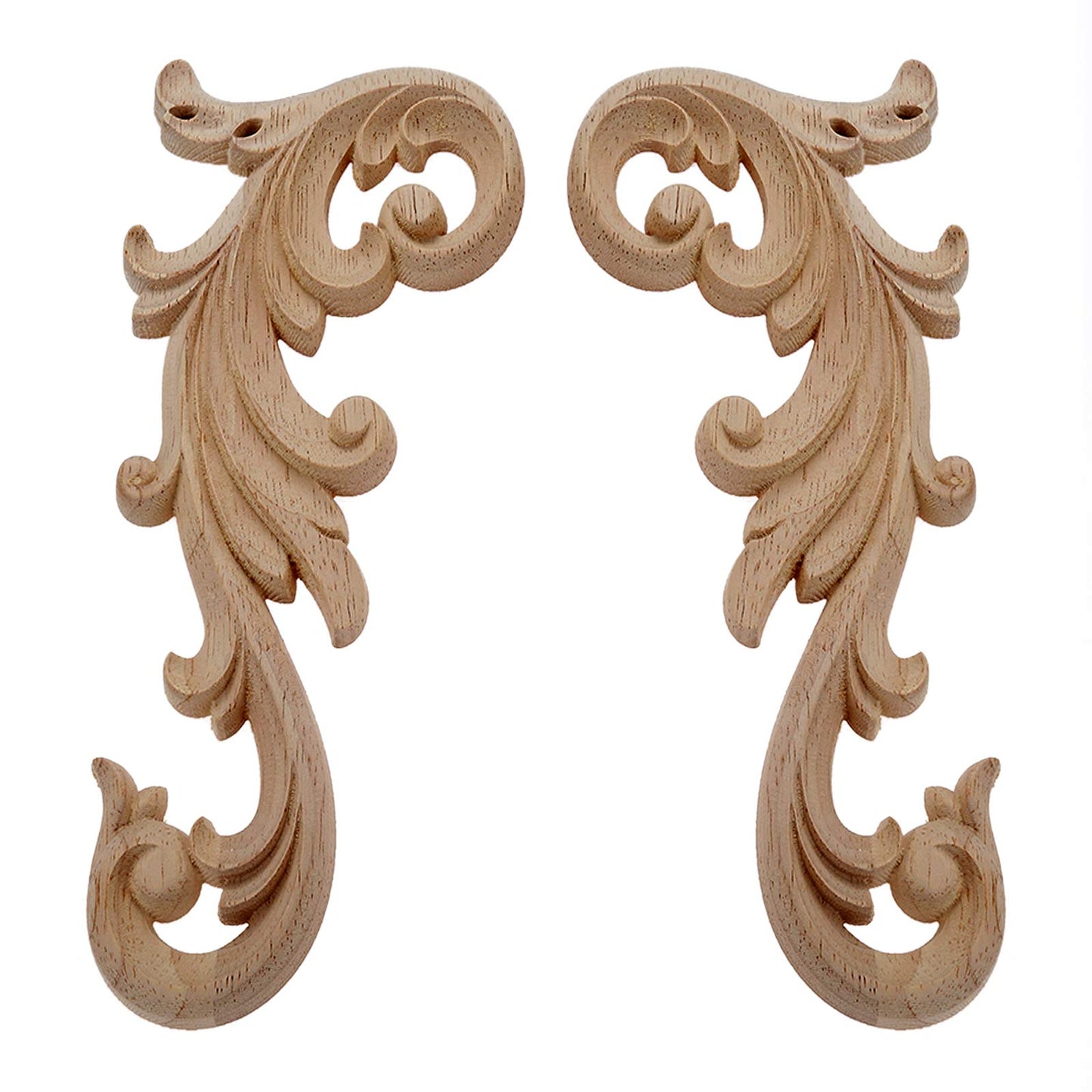 MUXSAM 2-Pair Clear Carved Wood Appliques Onlay, 20x9cm/7.87x3.54inch, Door Decorative Excellent Funiture Decal Sticker for Cabinet Drawer Window Dresser