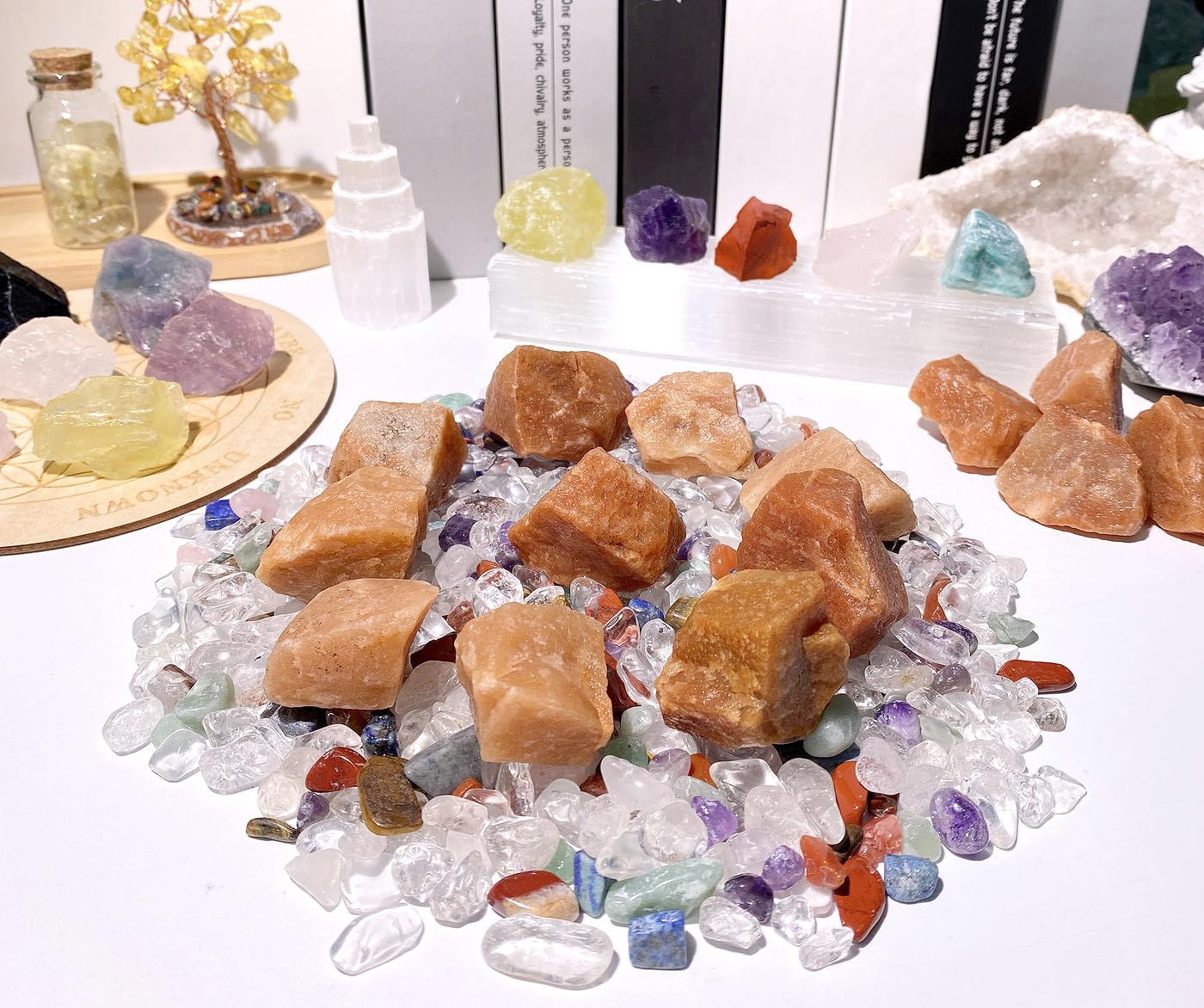 QINJIEJIE 0.9Lbs Red Aventurine Raw Crystals Natural Stones Bulk Large 1" Rough Rocks Wholesale Reiki Gemstones Fountain Rocks for Tumbling Cabbing Polishing Wire Wrapping Wicca Decor