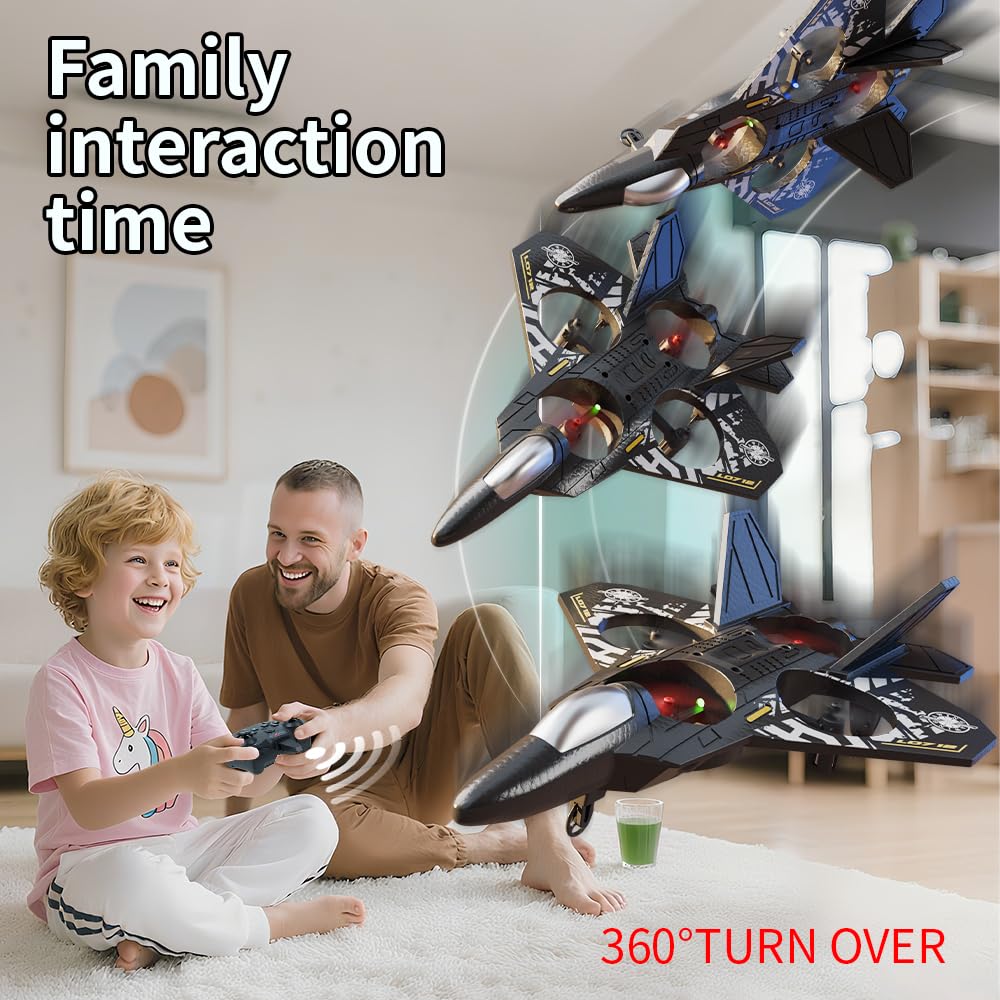 Remote Control Airplane for Kids Boys Beginners 8-12, RC Plane with Light, 360° Flip Fighter Jet Toys, Stunt Roll, Airplane Toy Gifts for Kids Boys Girls 8-16 Drone for Adults