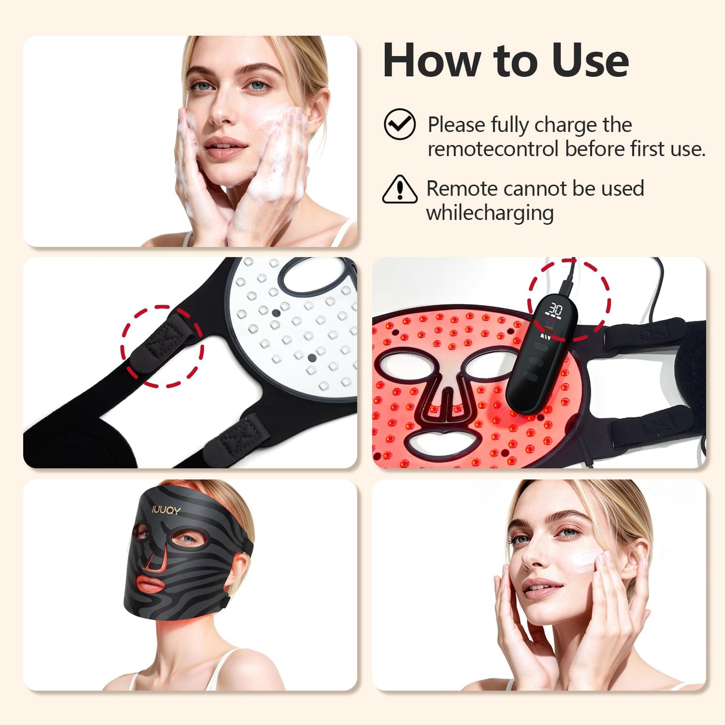 IUUQY 4-Color Red Light Therapy for Face, 400 LED Red Light Therapy Mas with Timing Function, Portable Led Face Mask Light Therapy for Home & Travel