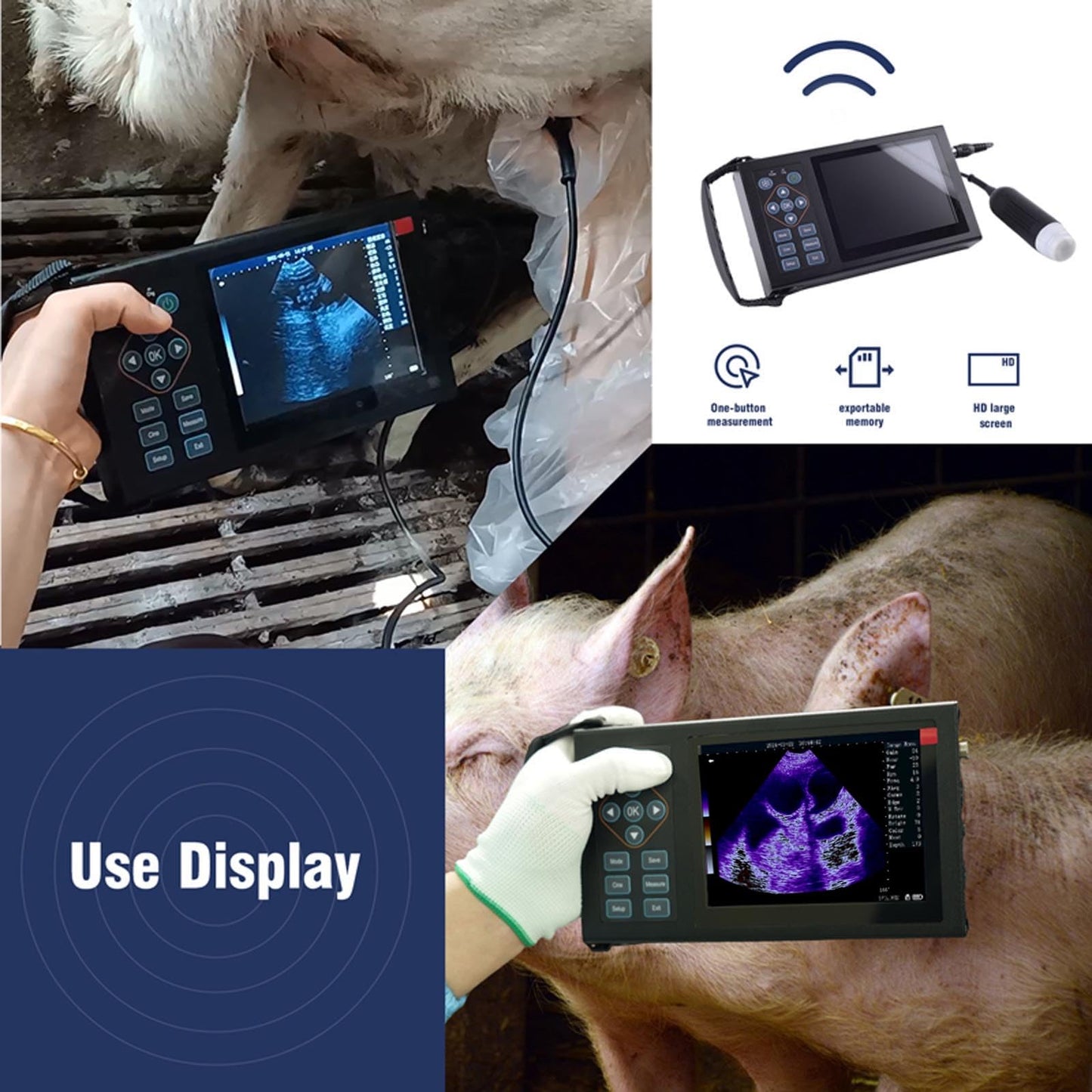 Veterinary Ultrasound Machine Ruisheng M10, Aluminum Alloy Designed with 3.5 MHz Probe for Dog Kennels, Pig Farm and Sheep Farm Pregnancy Check, Rechargeable+ Carrying case, Friendly to Beginners