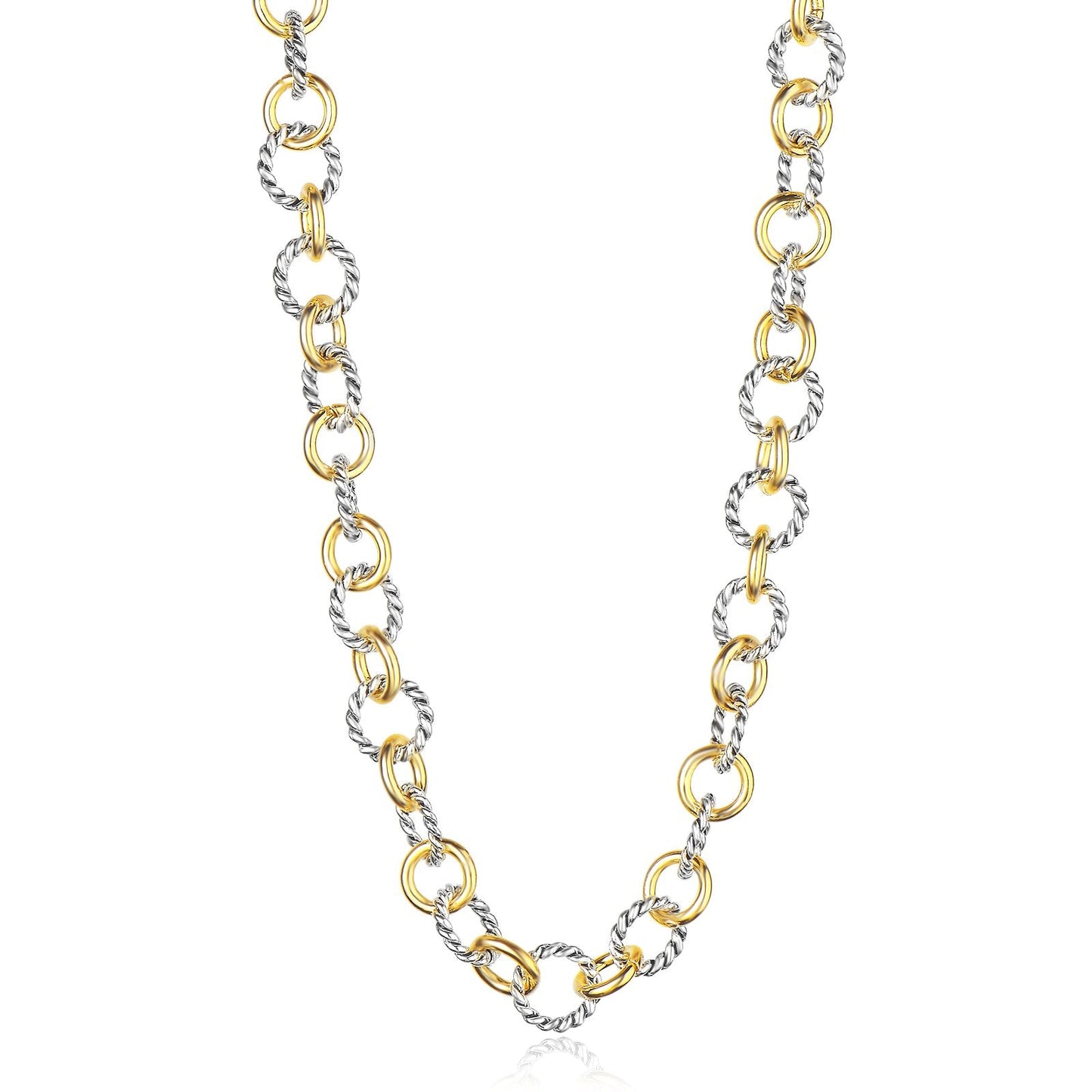 UNY Jewel Jewelry Style Trendy Elegant Vintage Retro Unique Fashion style 2 Tone Twisted Wire Link Women Long Necklace 76 CM Christmas Gift (Two Tone)