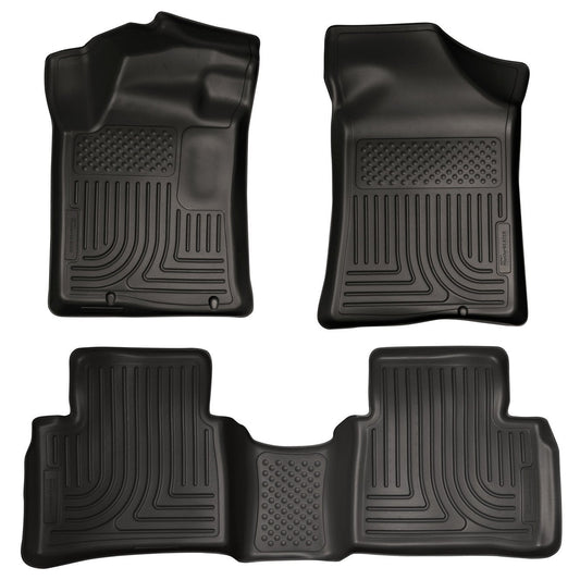 Husky Liners Weatherbeater Floor Mats | Fits 2013-2018 Nissan Altima (for 2013 Fits Models with Build Date of 11/01/12 or Higher ONLY)| Front & 2nd Row, 3-pc Black - 99641