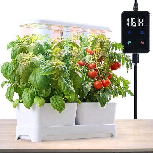 DRYADES Indoor Garden Led Grow Light, Full Spectrum LED Grow Lamp for Indoor Plants with Intelligent Controller, Height Adjustable, Ideal for Home Desk Plant Lighting (White, 16 * 6.3 * 7.1 inch)