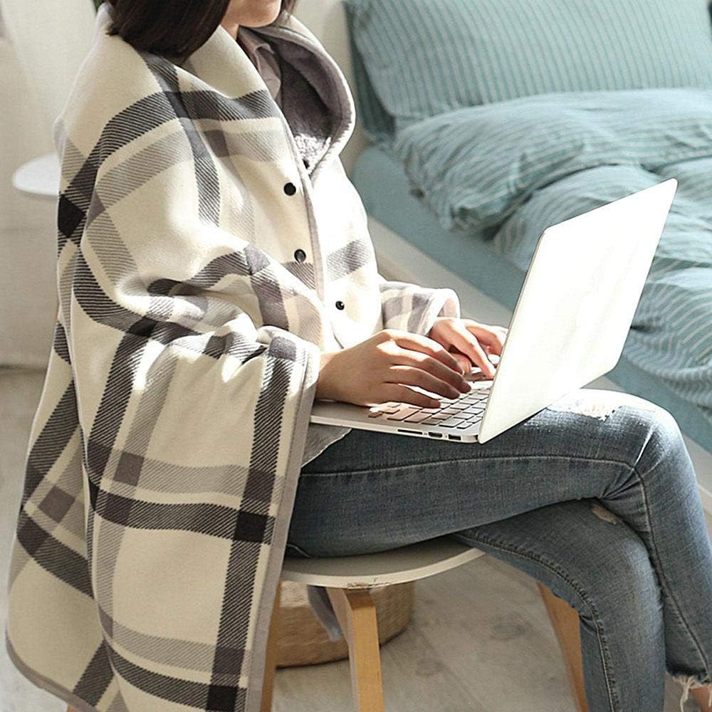 Dkieuyu Fleece Wearable Blanket,Comfy Warm Wrap Shawl Poncho Throw with Buttons,Office Chair Lap Desk Blankets Cape Cover for Sofa Bed Travel Camping,Birthday Gift for Elderly Grandma