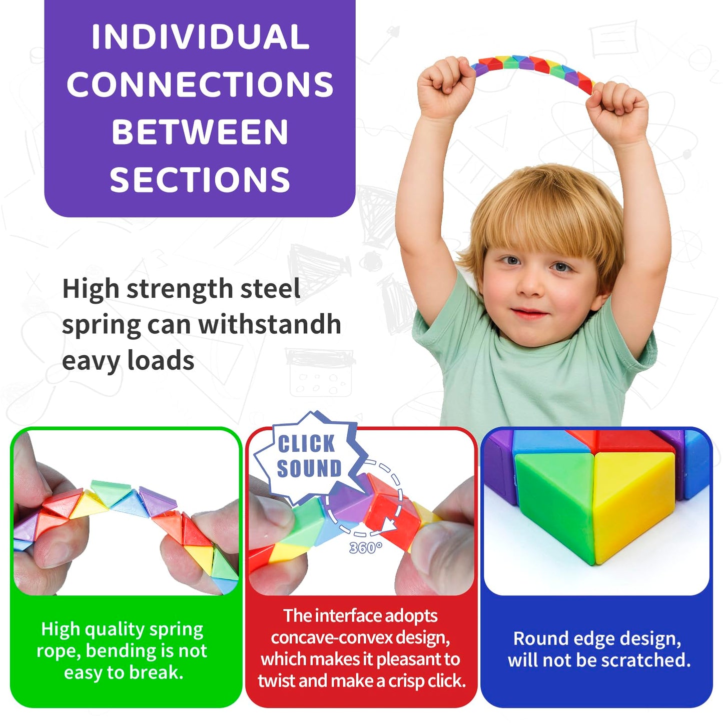 LENDOD 30 Pack Mini Fidget Snake Cube Toys Goodie Bag Stuffers for Kids, Treasure Box Toys for Classroom, Twist Puzzle for Party Favors, Birthday & Back to School Gifts, Stocking Stuffers for Kids