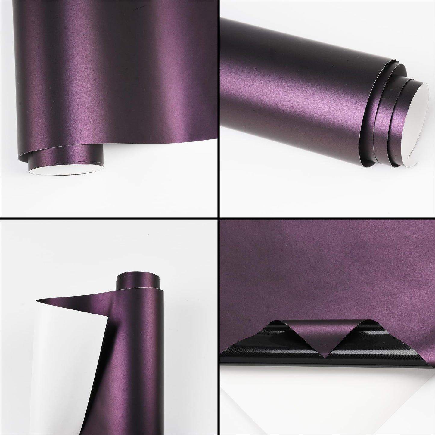 AuMoHall Matte Metallic Black to Charming Dark Purple Satin Chameleon Vinyl Wrap Color Change DIY Vehicle Vinyl Film, 59.84'' x 196.85''