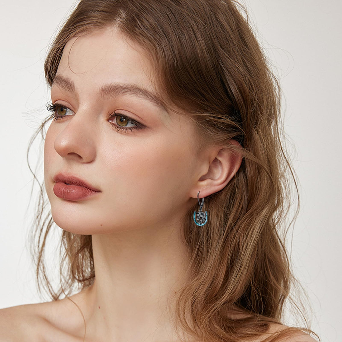 YYmqmq Black Horse Earrings for Women 925 Sterling Silver Turquoise Horseshoe Dangle Earrings Leverback Western Jewelry Horse Gifts for Women Girlfriend Lovers