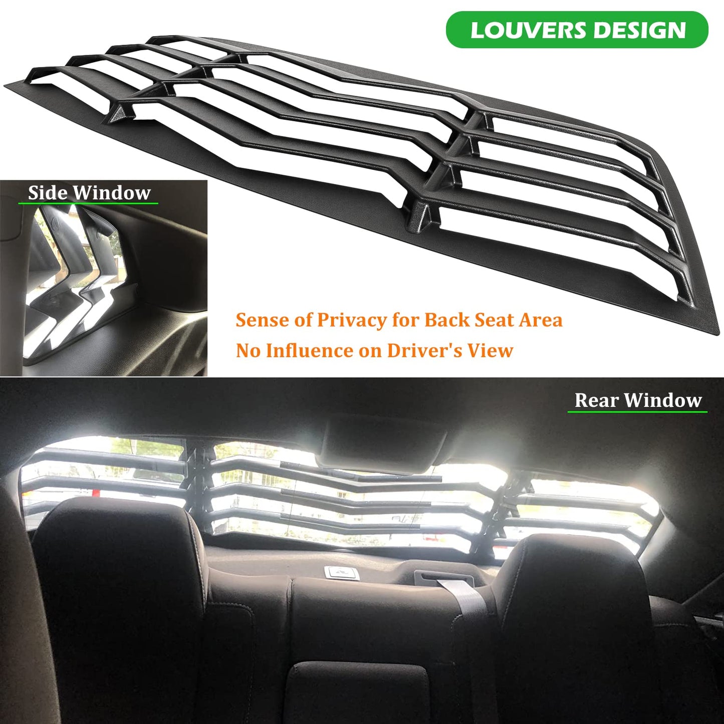 Bonbo Rear+Side Window Louver Fits for Dodge Challenger 2008-2022 2023 in GT Lambo Style Custom Fit Windshield Sun Shade Cover ABS (Matte Black)