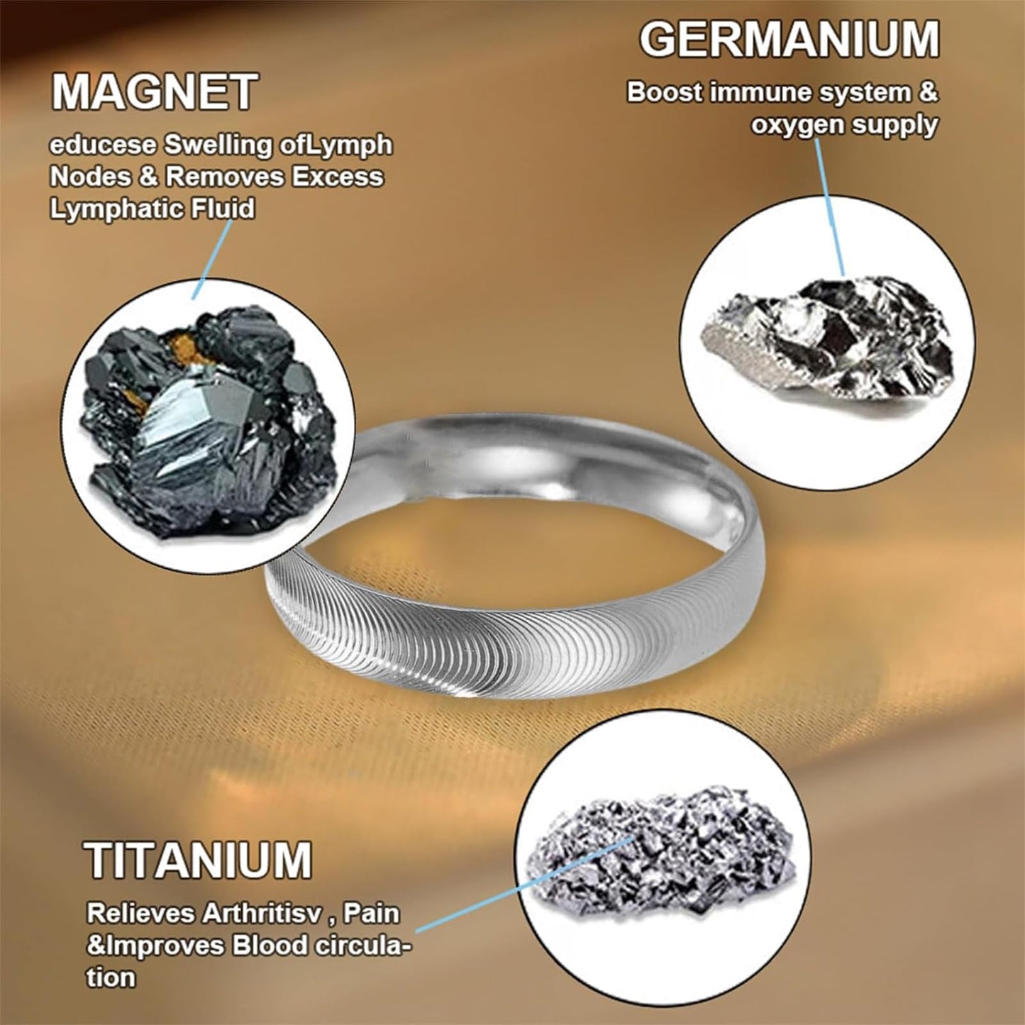 DIOWUS Lymphatic Magtherapy Cats Eye Ring For Men Women, Lymph Detox Drainage Titanium Ion Therapy Rings Finger Jewelry Gift (Silver 6)