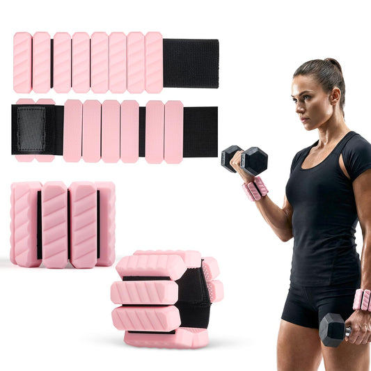 KIMPOK Wrist & Ankle Weights – 2 lbs / 1 lb Pair, Silicone-Wrapped Adjustable Wearable Weights for Toning, Walking, Pilates & Yoga (pink, 1 lb pair (0.5 lb each))