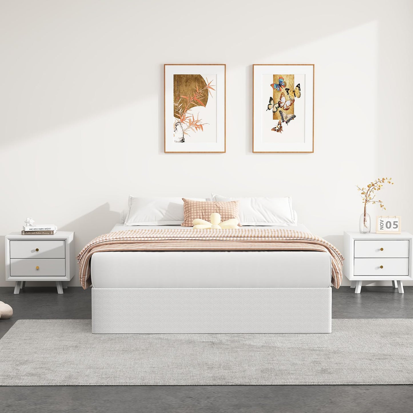 NHODIR 9 Inch Box Spring Queen Size Bed Base, Heavy Duty 3000LBS Metal Bed Foundation, Noise-Free & Tool-Free Easy Assembly,Mattress Support Base for Queen Bed