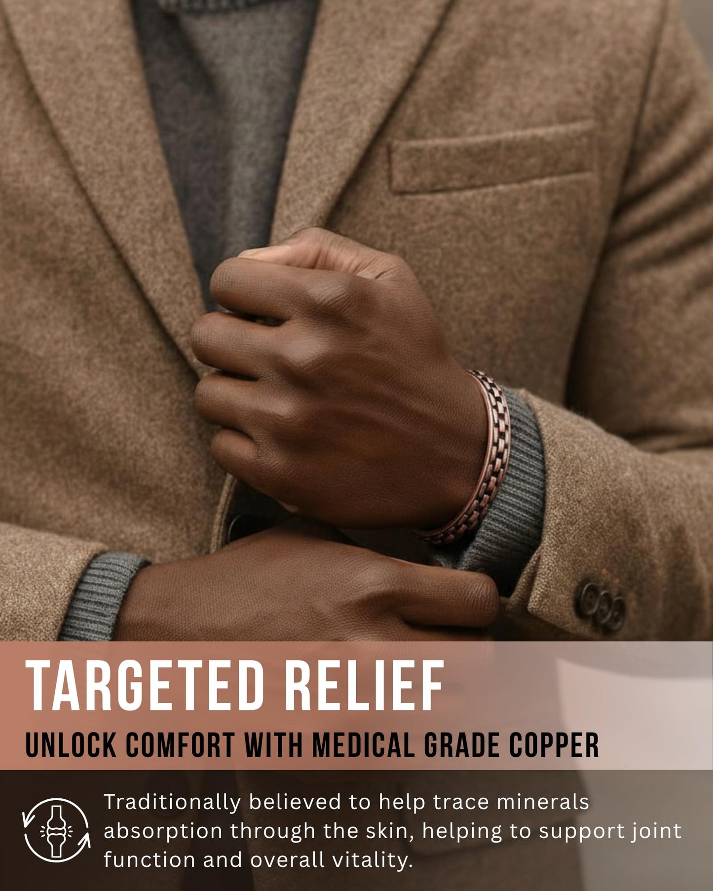 Westluna Magnetic Copper Bracelet for Men Women, 99.99% Pure Copper Bracelet, 8X Ultra Strength 3,800 Gauss Magnets for Lymph Drainage Relief Health Jewelry, Includes Gift Box, Polishing Cloth, Blank Blessing Card (Curb Inlay)
