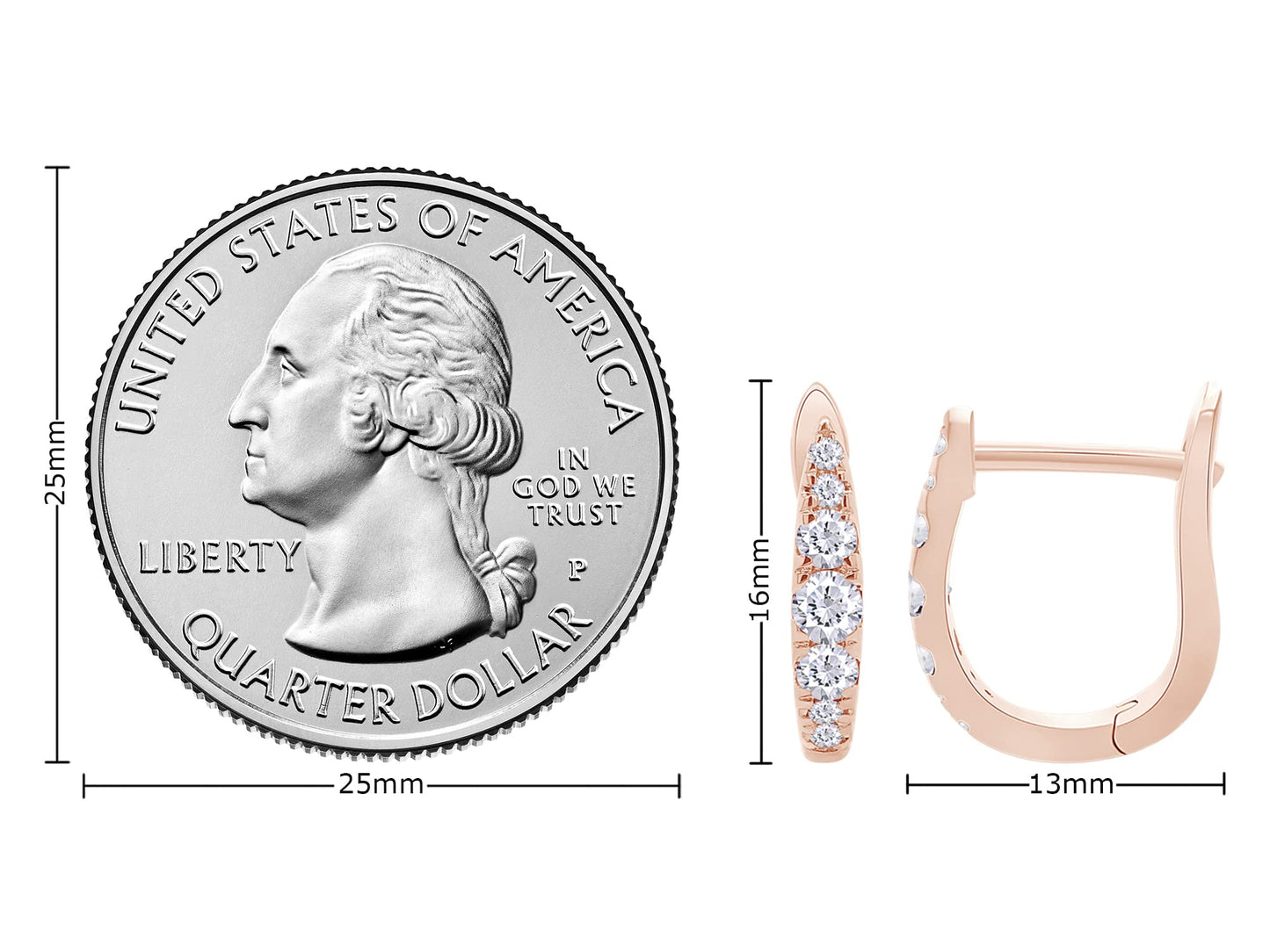 Huggie Hoop Earrings for Women Round Lab Grown Diamond Earrings for Her in 14K Rose Gold Over Sterling Silver Jewelry