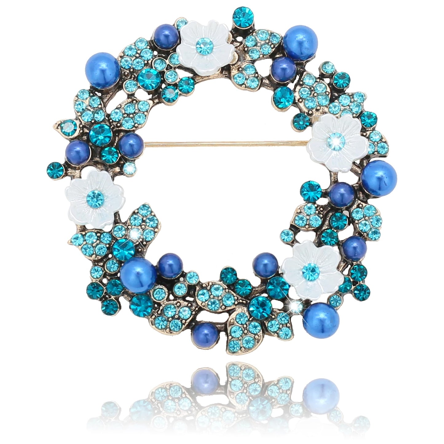 Vancy Utopia Flower Wreath Rhinestone Brooch Crystal Brooches for Women Pin Wedding Fashion Brooches Jewelry Accessories,Women Gift