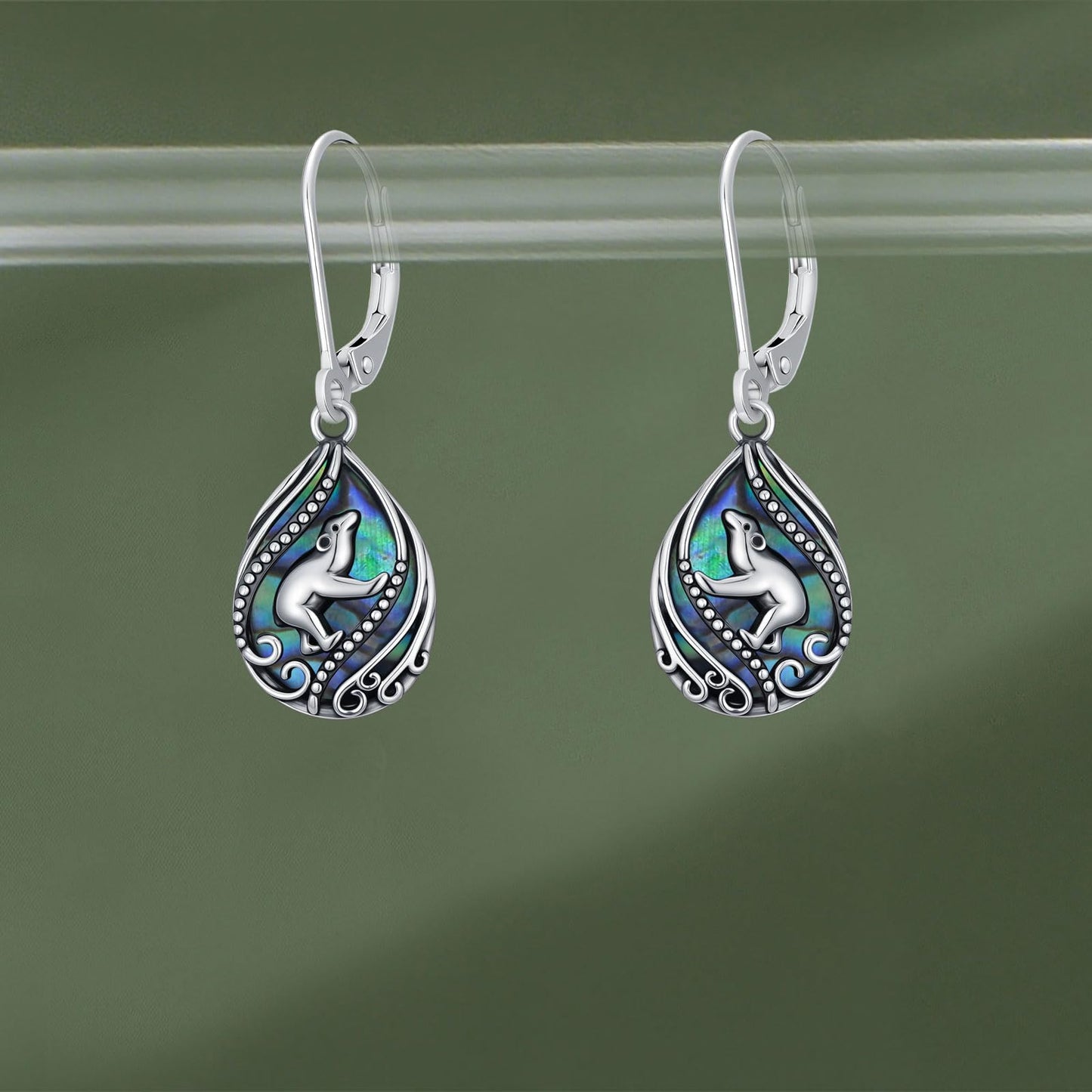 YYmqmq Abalone Polar Bear Earrings for Women 925 Sterling Sliver Polar Bear Dangle Earrings Abalone Jewelry Gifts for Women Girlfriend Mom Birthday Gifts