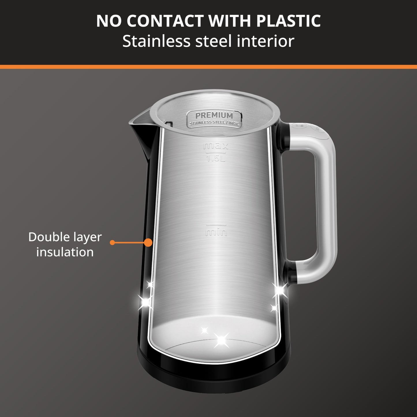 KRUPS Smart Temp Electric Kettle: 1.7L Capacity, 5 Precise Temperature Settings, Digital Display, Cool-Touch Exterior, Cordless Design for Tea and Coffee Lovers