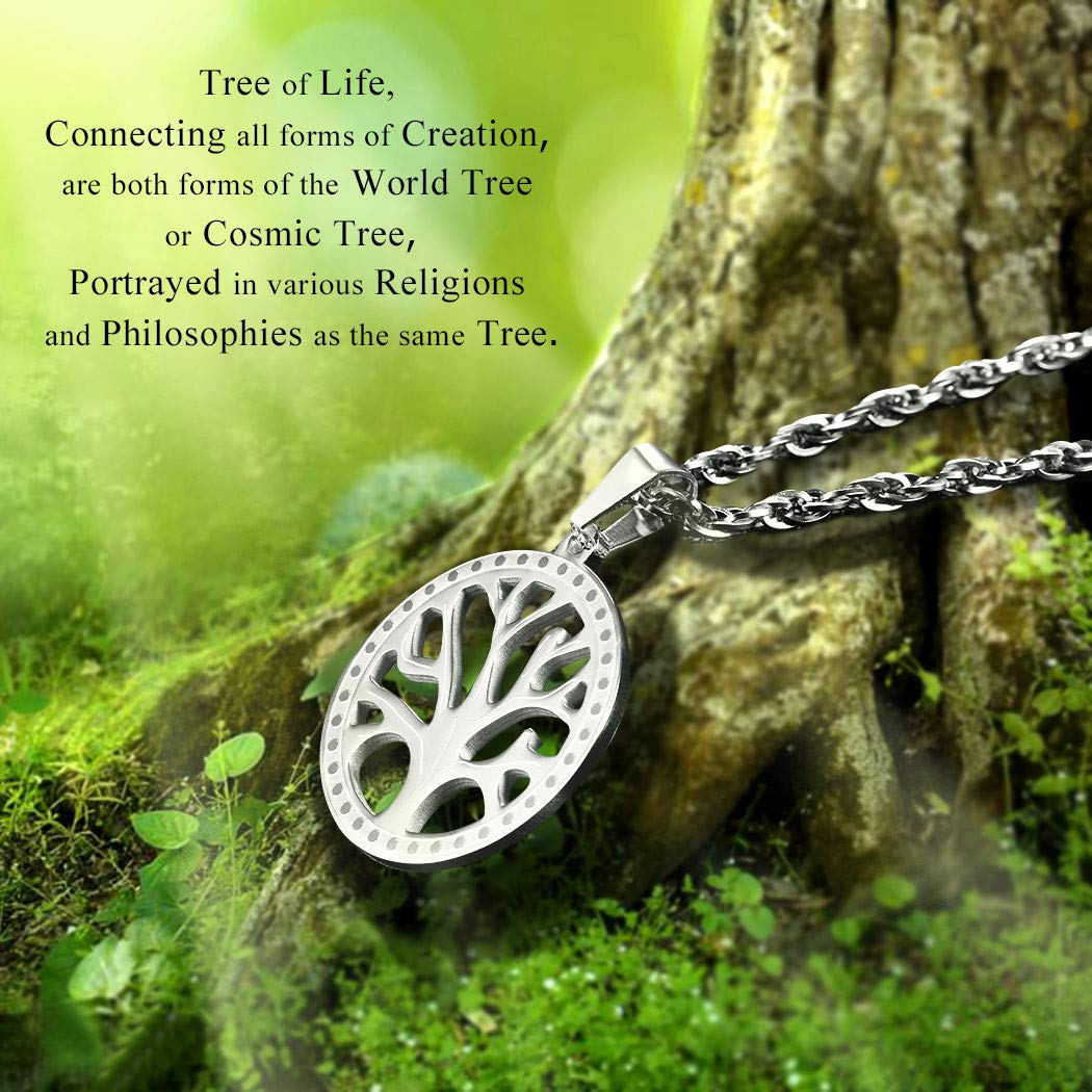 PROSTEEL Tree of Life Necklace, Family Tree Pendant, Stainless Steel, 22" Adjustable, Unisex Adult