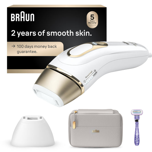 Braun IPL, Silk·Expert Pro 5, IPL Hair Removal for Women and Men, Permanent Laser Hair Reduction At-Home, 2 Heads, Pouch, Venus Razor, IPL5157