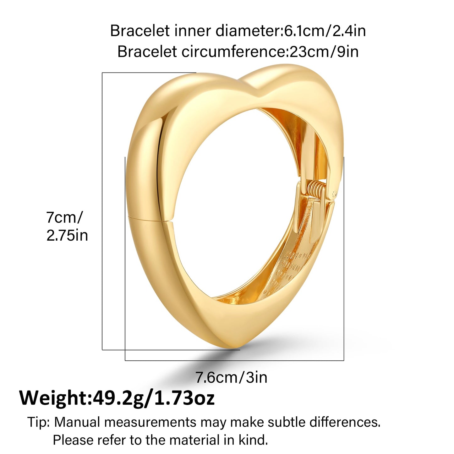 MIJENITI Chunky Gold Bangle Bracelets for Women, Dainty Heart Bangles, Trendy Statement Cuff Bracelet Fashion Jewelry Gifts