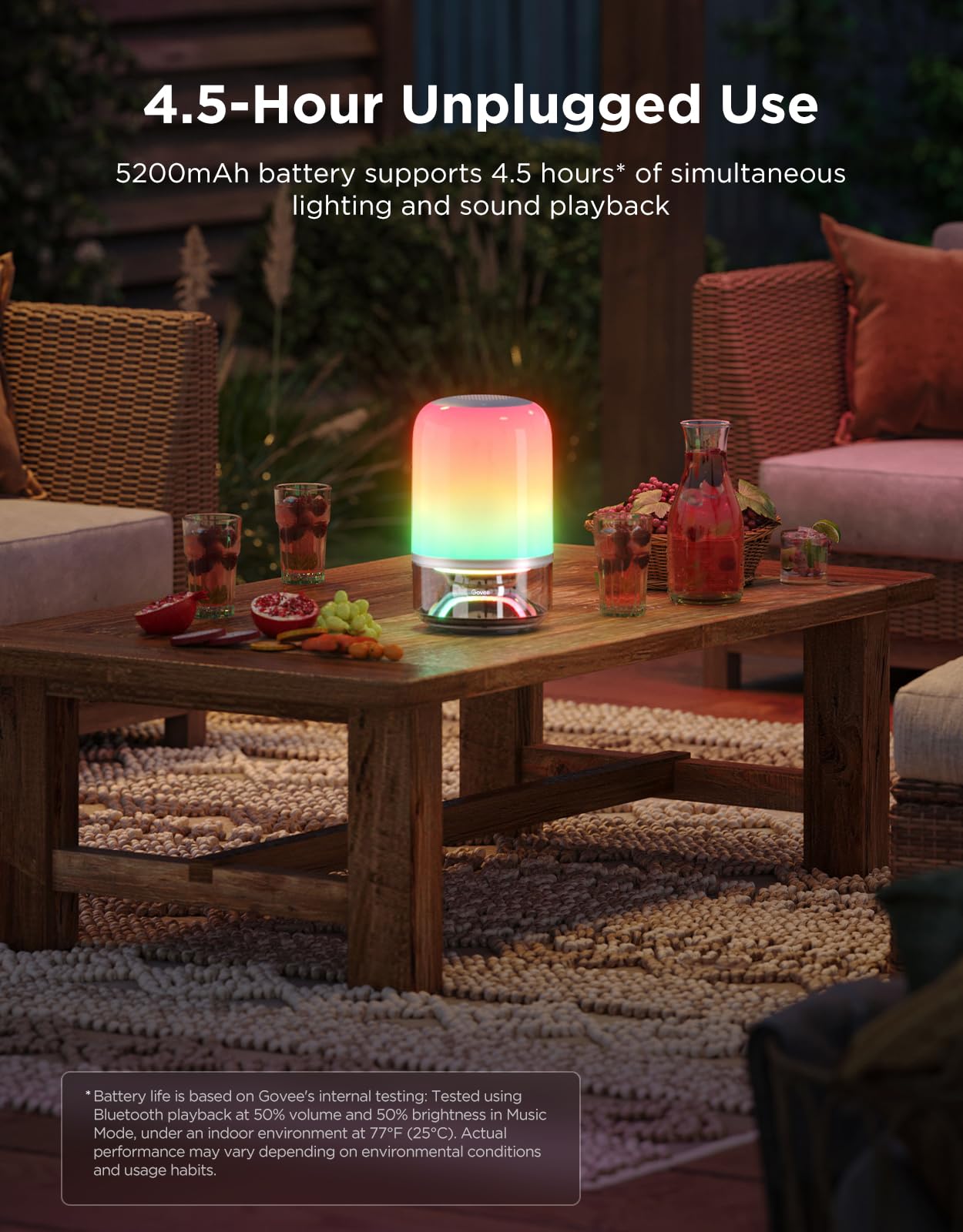 Govee Table Lamp 2 Pro x Sound by JBL, Smart Cordless Table Lamp with Speaker, Music-Light Sync, 16 Music Modes & 100+ Scene Modes, Work with Matter, DIY Customized Rechargeable Desk Lamp for Bedroom