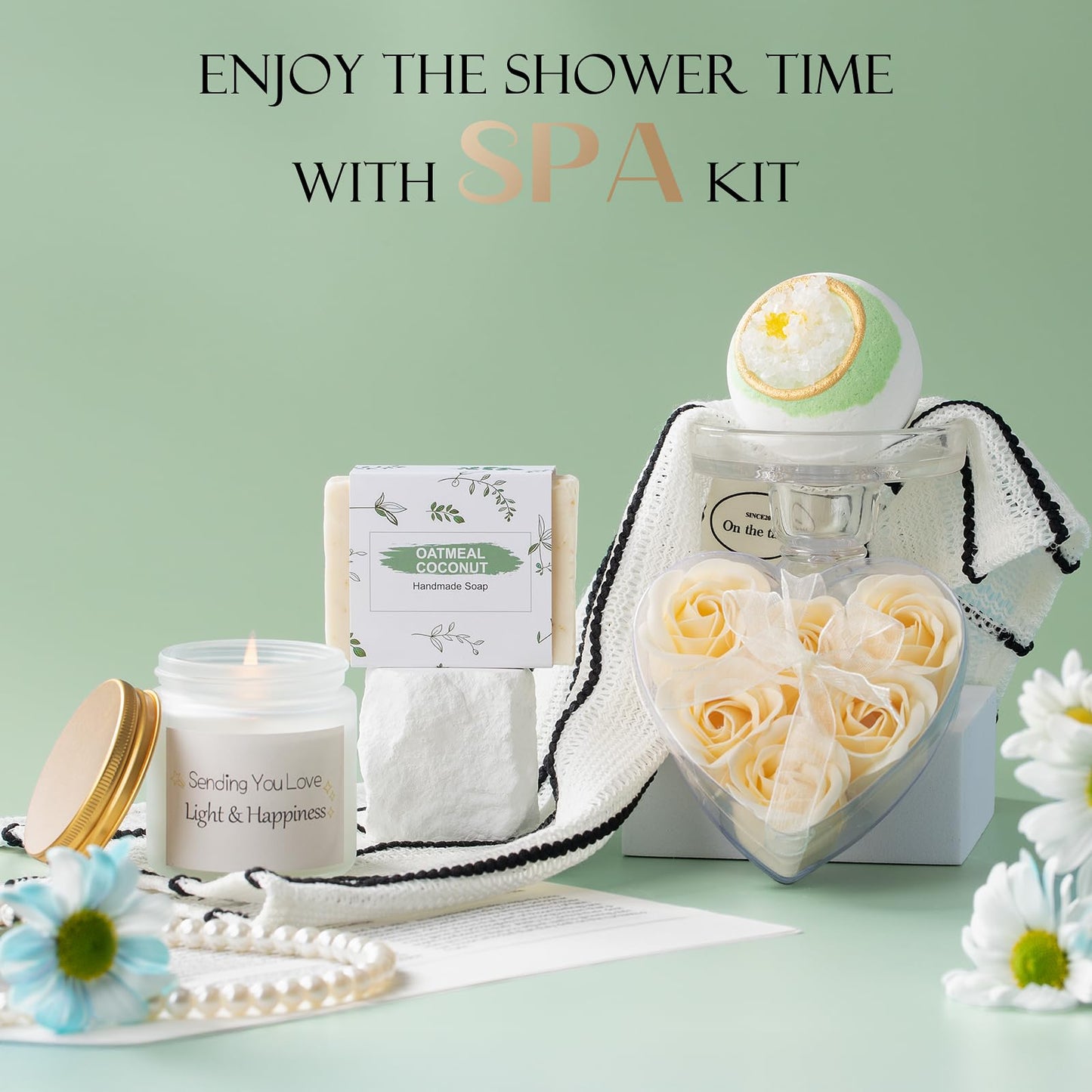 Birthday Gifts for Women, 11 Pcs Sage Green Self Care Package Get Well Soon Gift Baskets, Inspirational Thinking of You Thank You Gift with Bath Spa Gift Set - Unique Gifts for Women