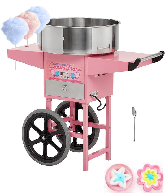 Garvee Extra Large Cotton Candy Cart - Commercial Cotton Candy Machine,Electric Cotton Candy Floss Maker with Drawer, 20 in Stainless Steel Bowl Perfect for Commercial Use Home Party Carnival